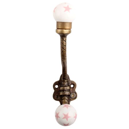 Dark Pink Star Ceramic Floral Iron Hooks-EHG-103